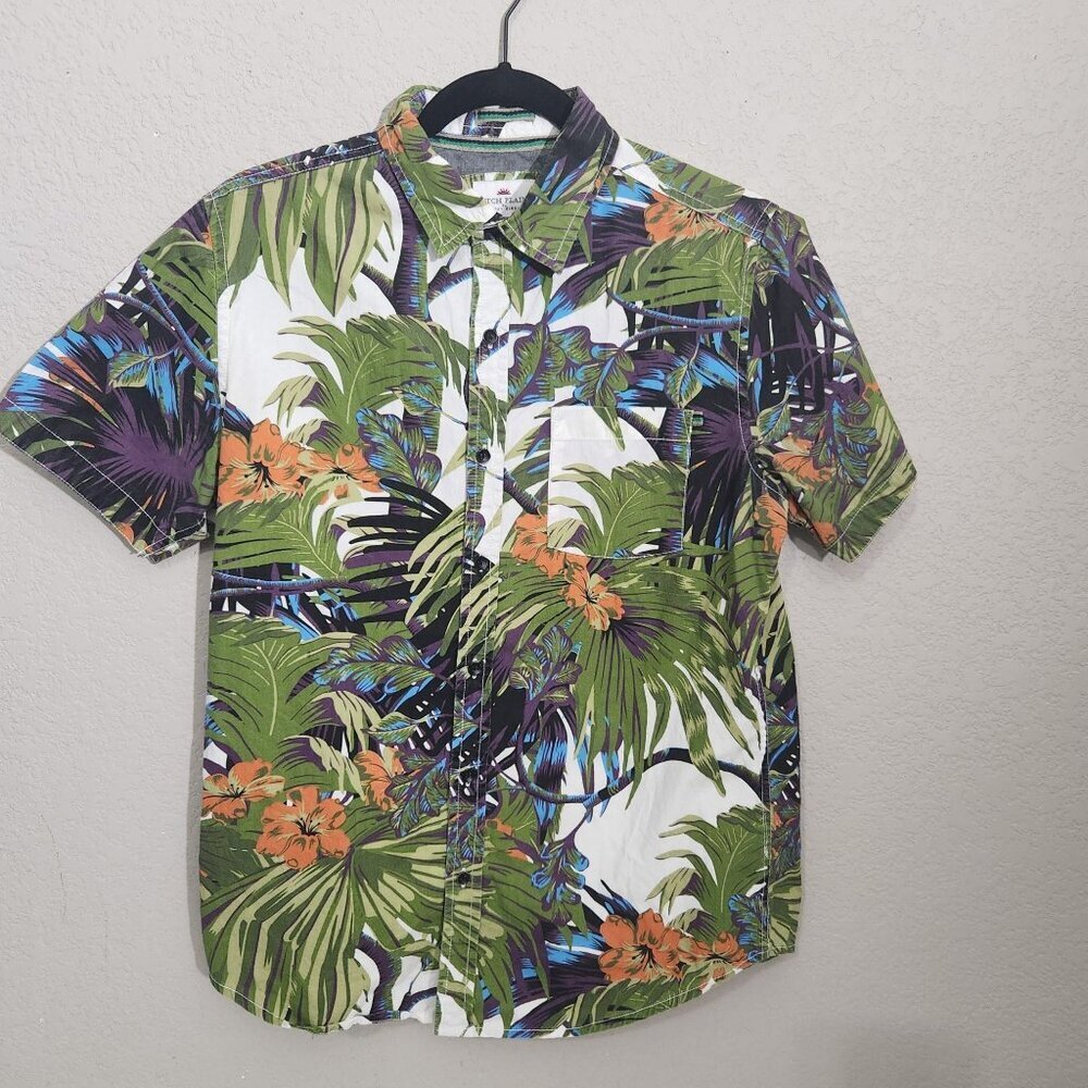 Ditch Plains Mens Medium Ricky Singh Hawaiian Short Sleeve Tropical Print